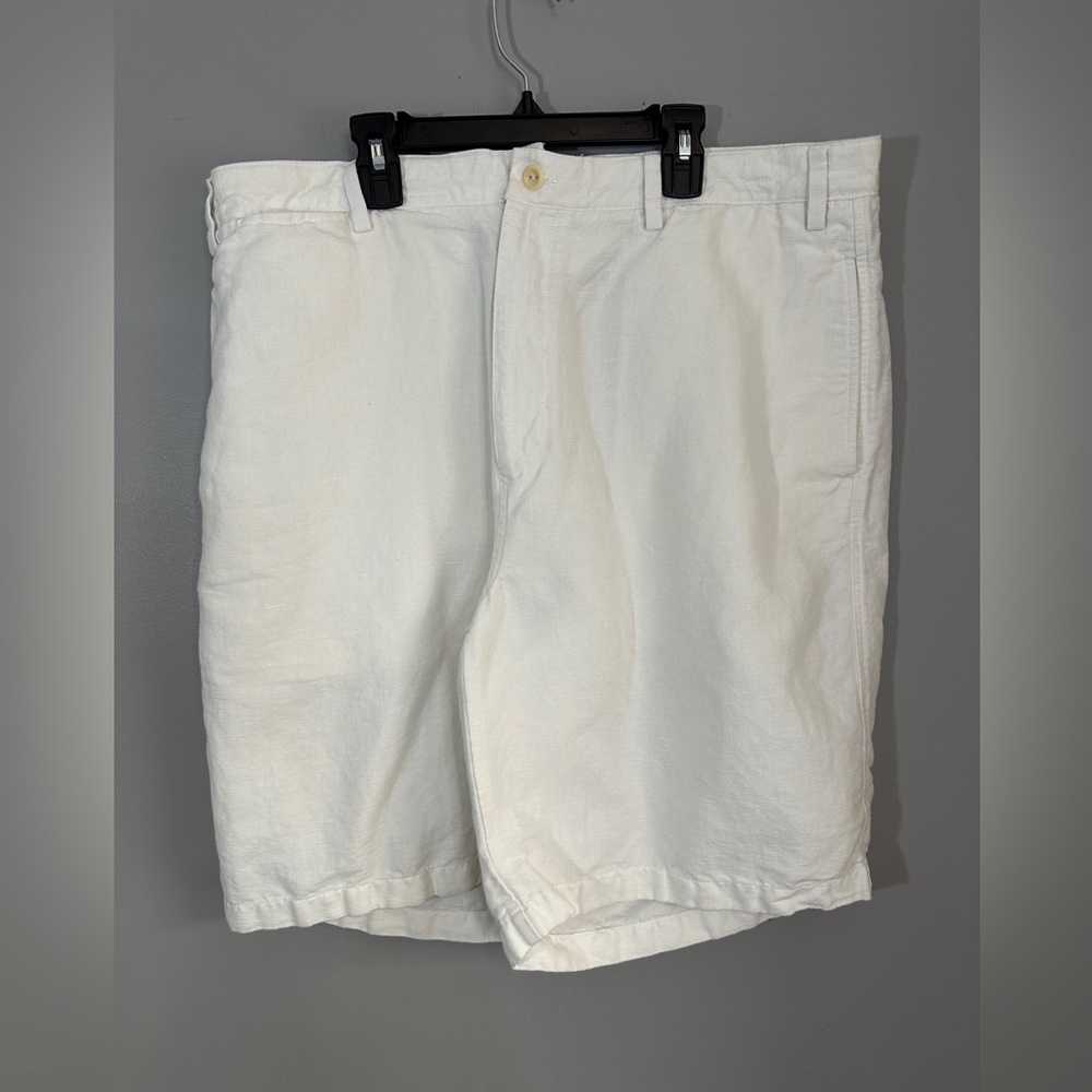 Nautica Clipper Mens Size 38W White‎ Linen Cotton Relaxed Fit Yacht Shorts